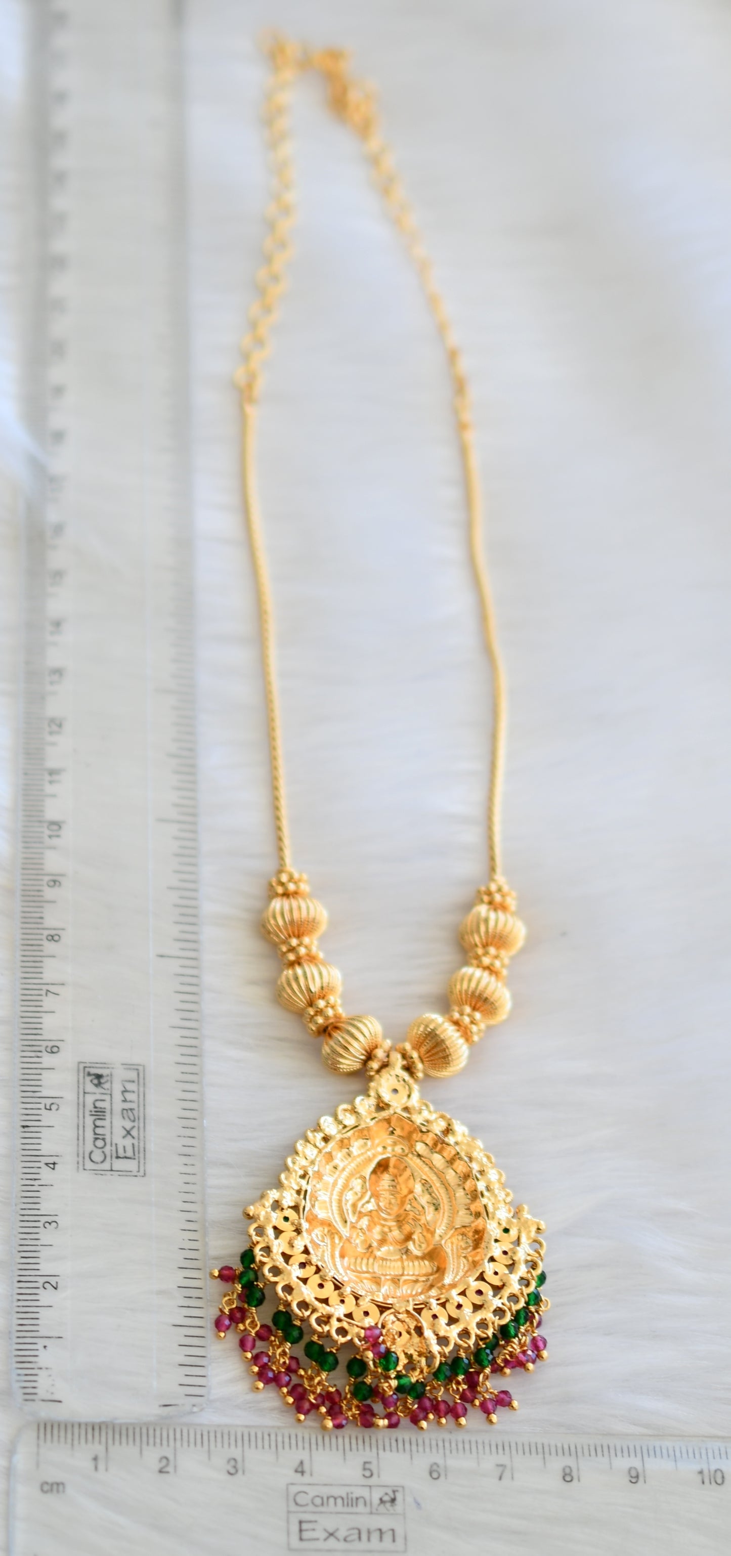Gold tone kemp-green lakshmi necklace dj-33367