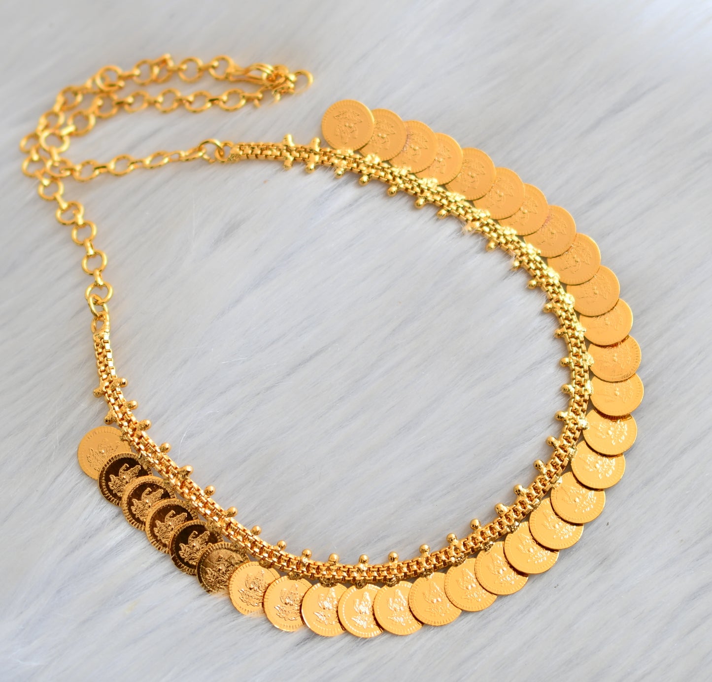 Gold tone Kerala style Lakshmi coin necklace dj-40823