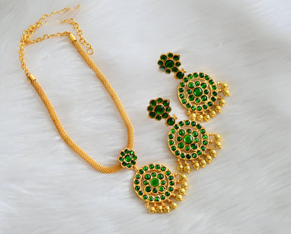 Gold tone green kemp necklace set dj-39251