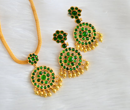 Gold tone green kemp necklace set dj-39251