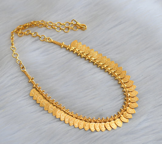 Gold tone leaf Lakshmi coin Kerala style necklace dj-40824