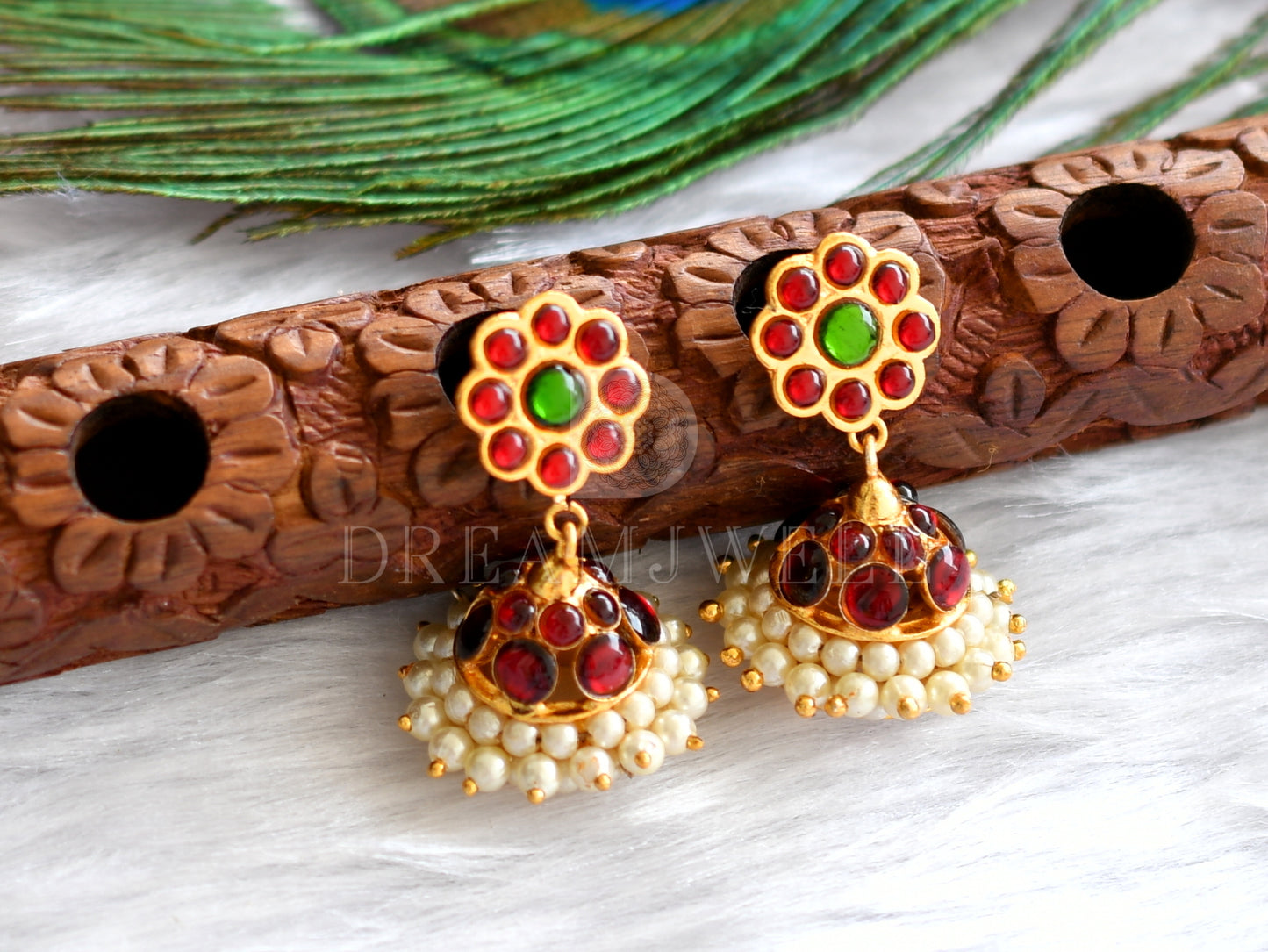 Gold tone Red-green Gopi Necklace Set DJ21413