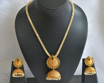 Antique kemp-green mango Jhumkka pendant necklace set dj-39257