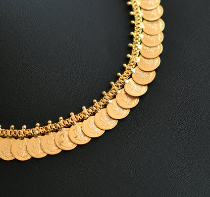 Gold tone Kerala style Lakshmi coin necklace dj-40823