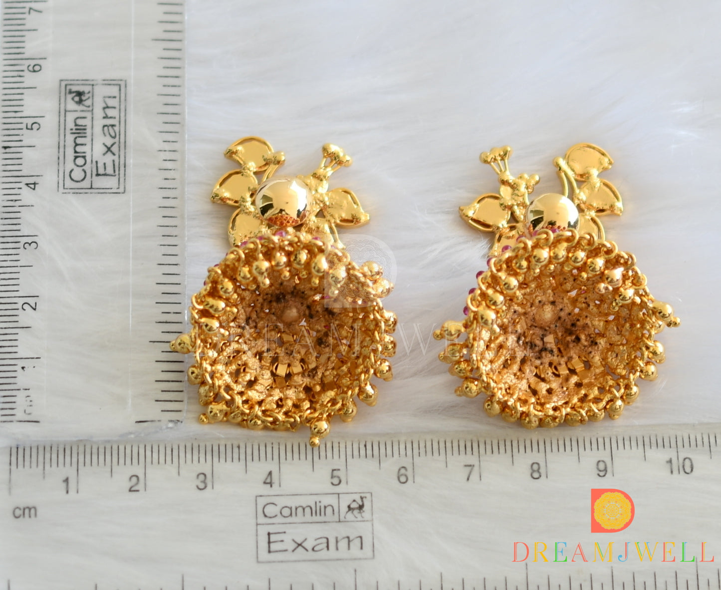 Gold tone real kemp peacock jhumkka (screw Back) dj-17596