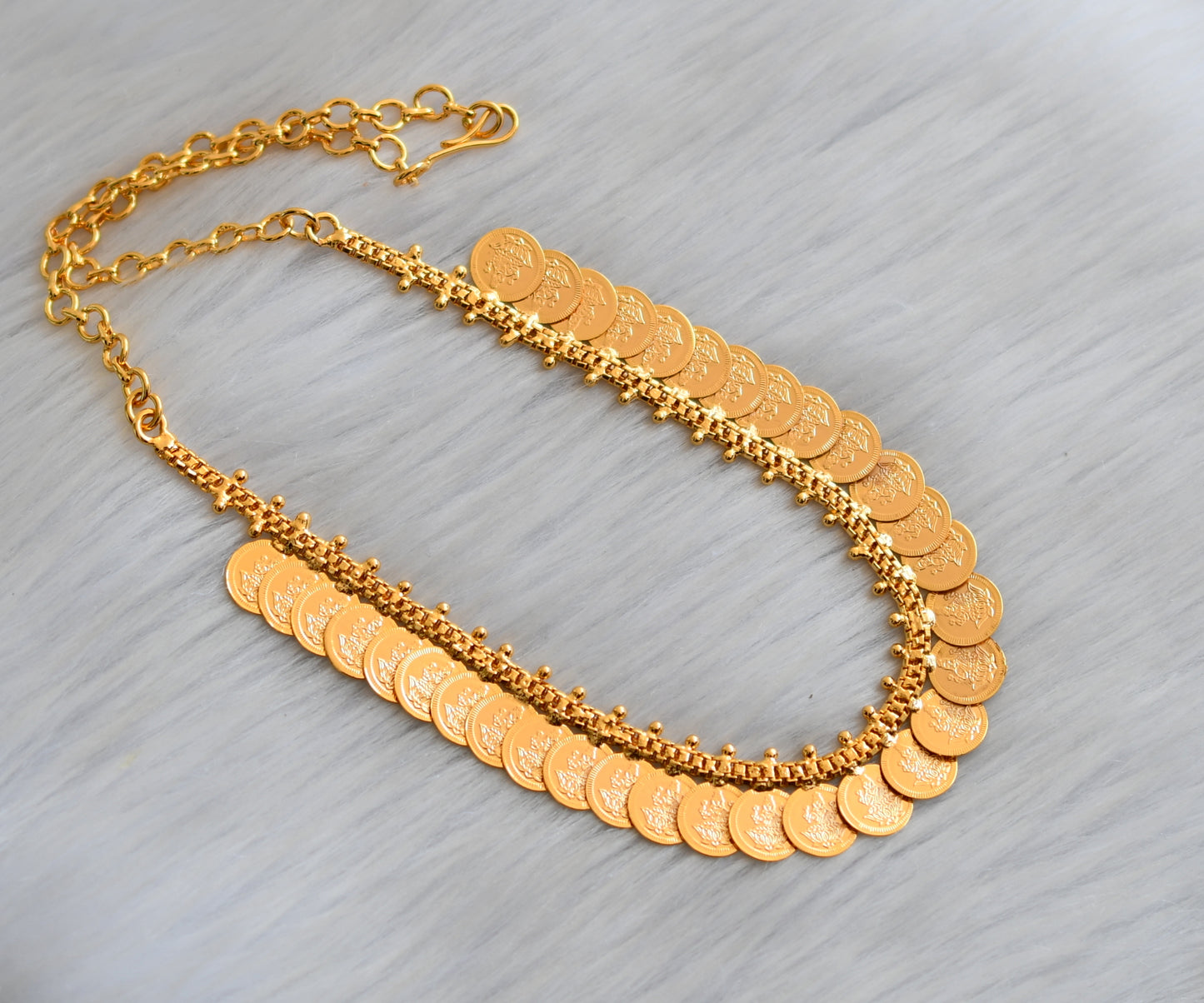 Gold tone Kerala style Lakshmi coin necklace dj-40823