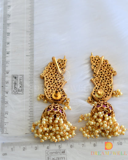 Matte finish real kemp peacock pearl earrings dj-24984