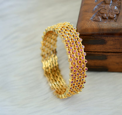 Gold tone ruby set of 6 bangles(2.6) dj-30527
