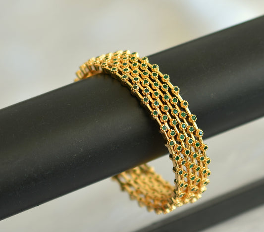 Gold tone green set of 6 bangles(2.6) dj-30529