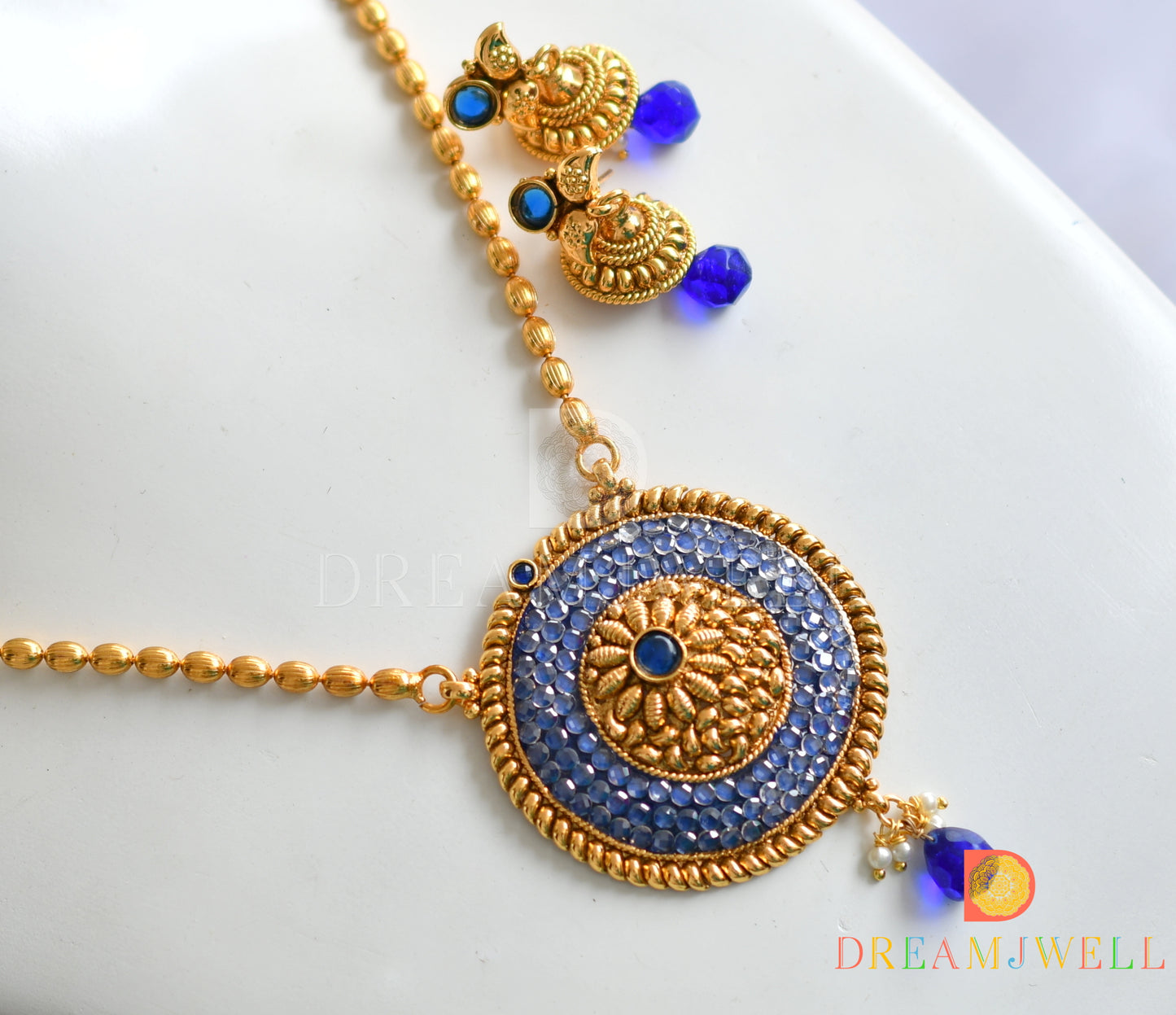 Antique Transparent Blue Necklace Set dj-01316