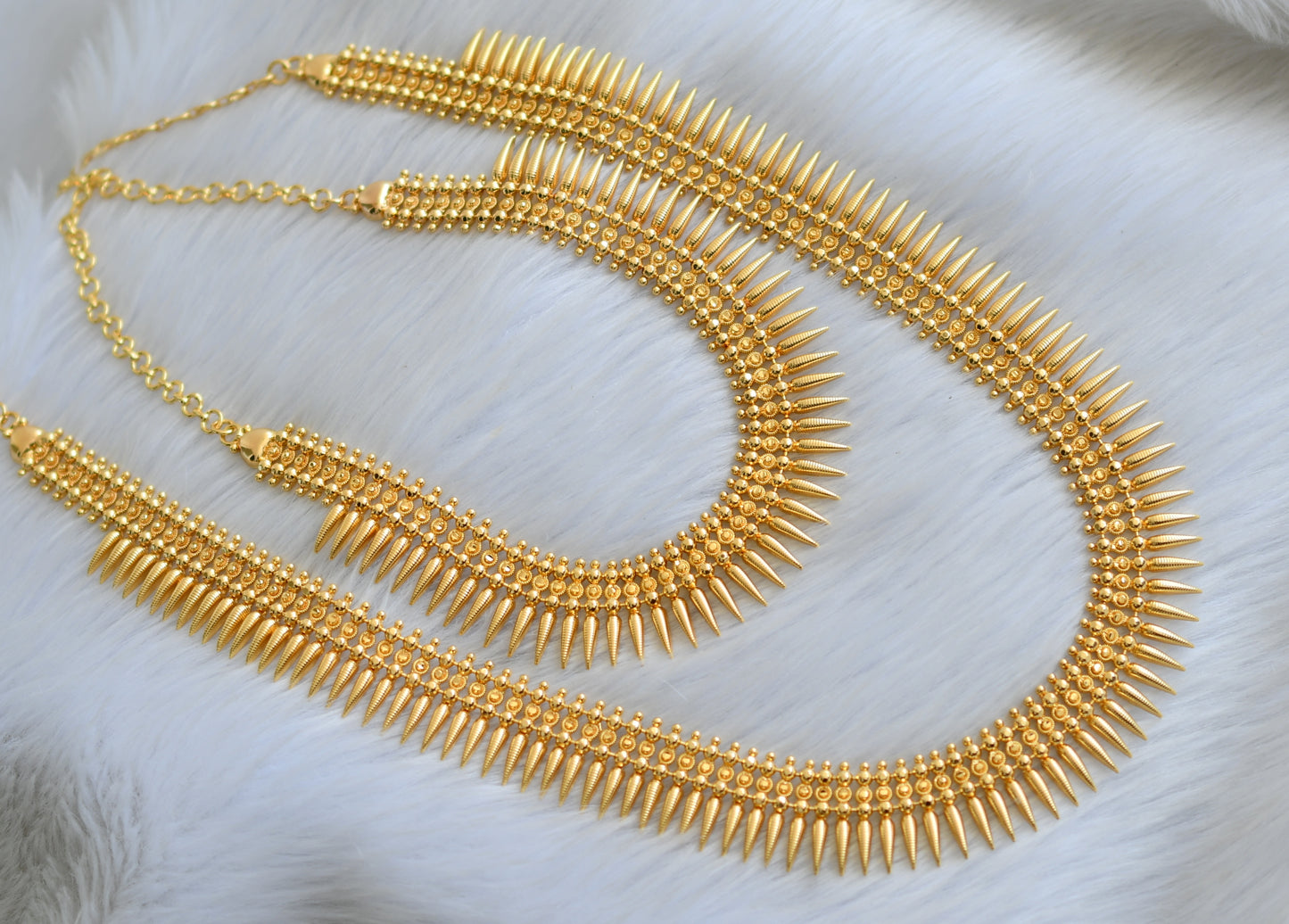 Gold tone mulla mottu Kerala style haar with necklace dj-40820