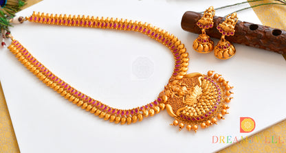 Matte Finish Ruby Lakshmi Haar Set dj-10371