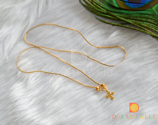 Gold tone Christian cross pendant with chain dj-37702