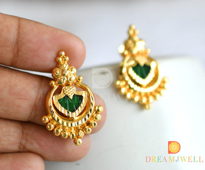 Gold tone Palakka green Kerala style necklace set dj-38418