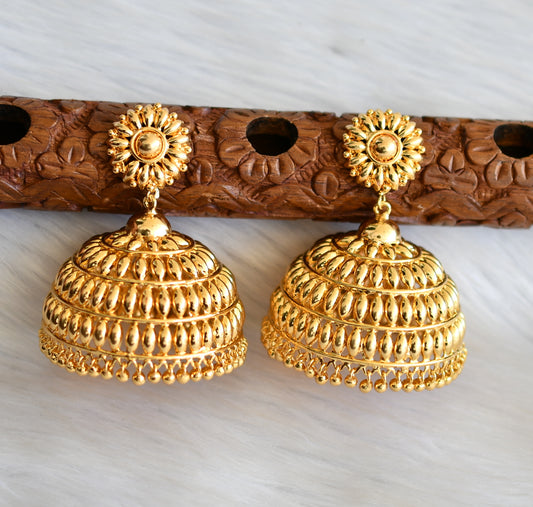 Gold tone Kerala style big jhumkka dj-40836