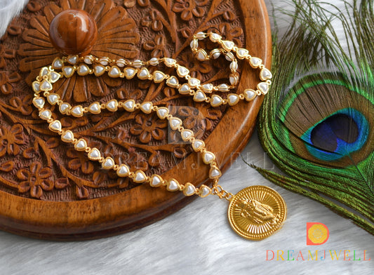 Gold tone heart pearl Krishna pendant with chain dj-37701