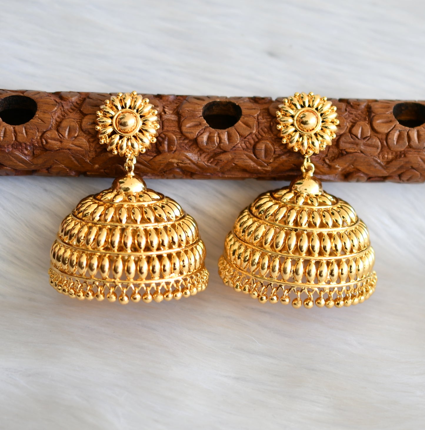 Gold tone Kerala style big jhumkka dj-40836