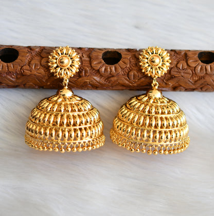 Gold tone Kerala style big jhumkka dj-40836