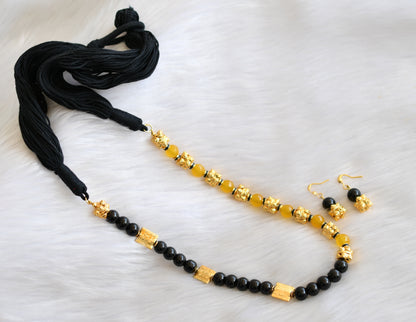 Handmade yellow-black beads necklace set dj-02519