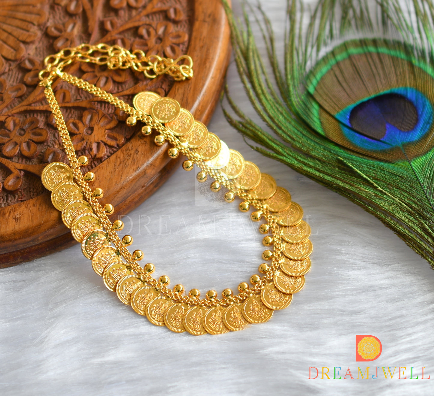 Gold tone Lakshmi coin necklace dj-37675