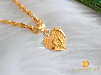 Gold tone heart pendant with chain dj-38516