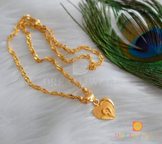 Gold tone heart pendant with chain dj-38516