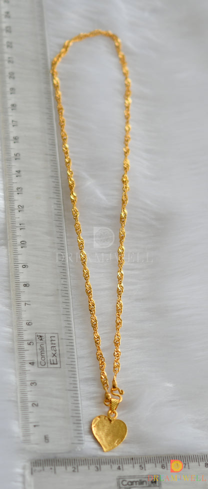 Gold tone heart pendant with chain dj-38516