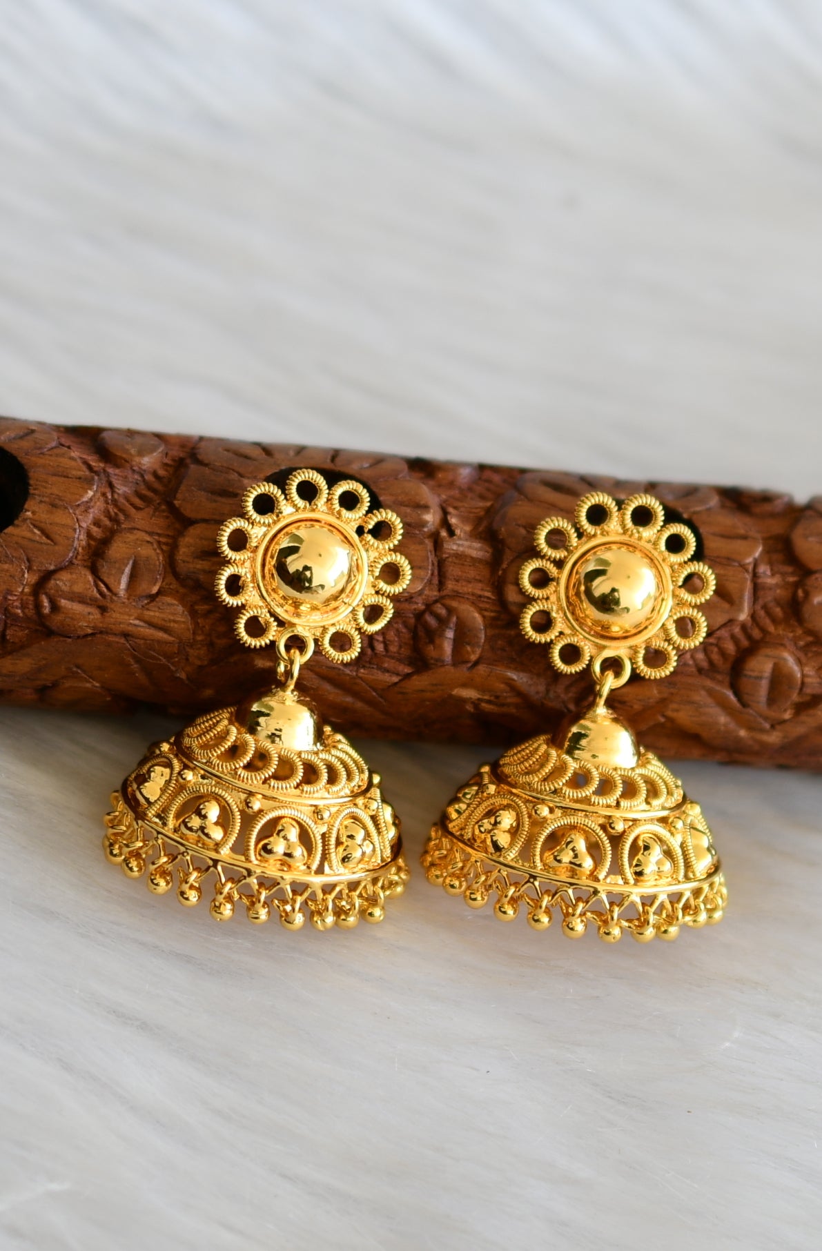 Gold tone Kerala style jhumkka dj-40854