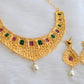Gold tone Cz-ruby-emerald bridal necklace set dj-02454