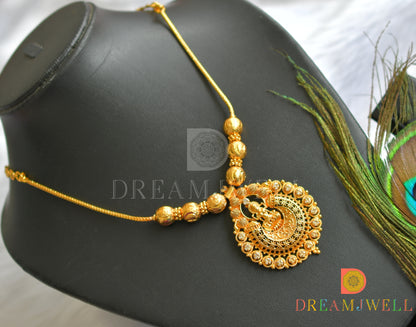 Gold tone white stone Lakshmi necklace dj-37671