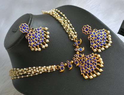 Gold tone blue-pearl mango necklace set dj-27326