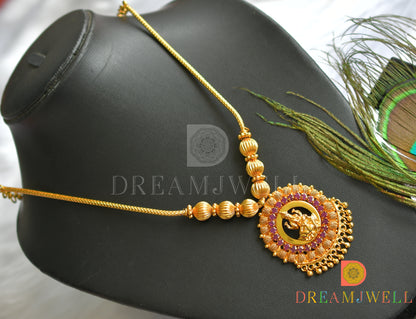 Gold tone pink stone Lakshmi necklace dj-37673