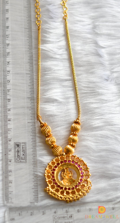 Gold tone pink stone Lakshmi necklace dj-37673