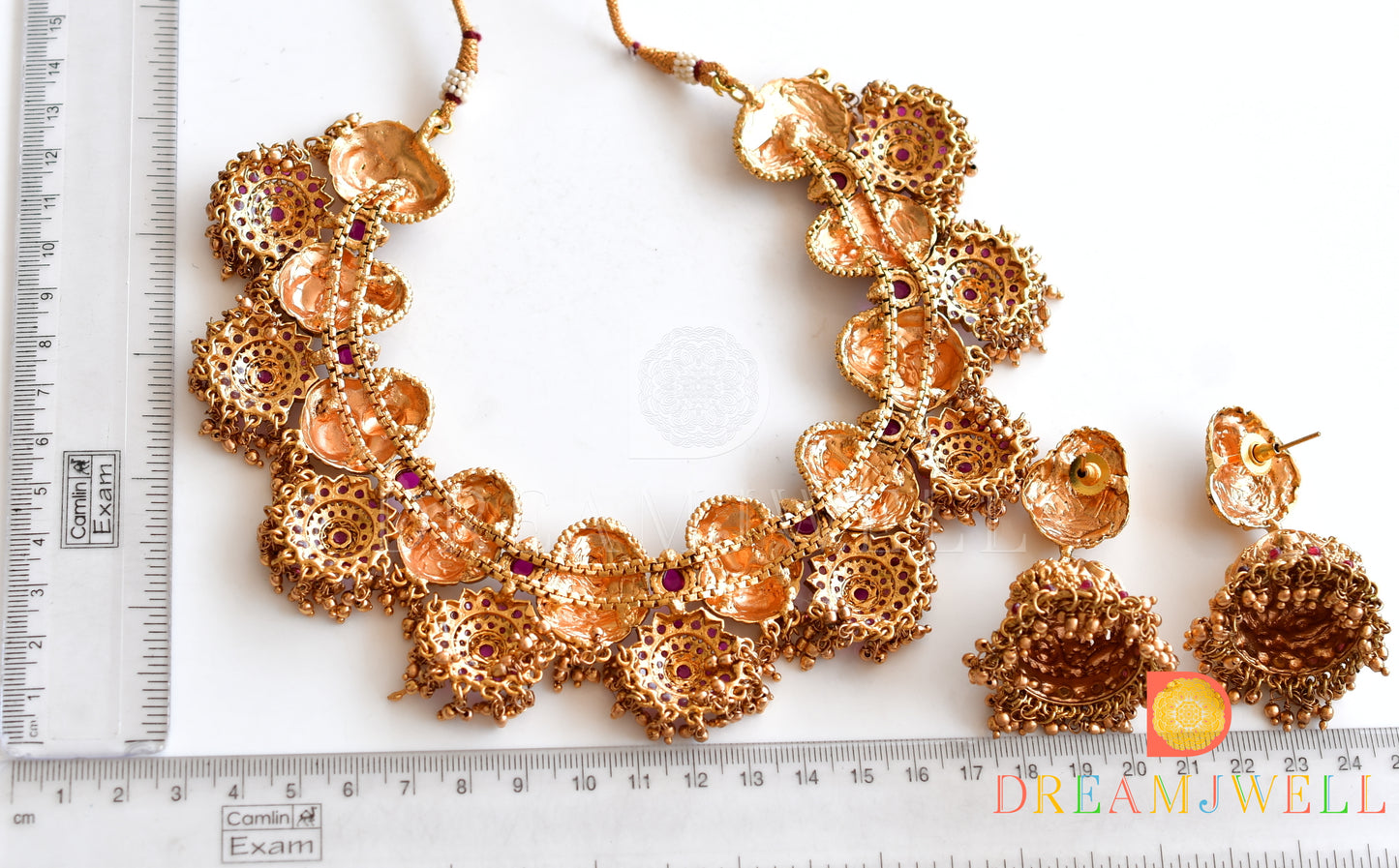 Matte finish Kemp Lakshmi necklace set dj-36172