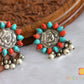 Silver look alike Ma-Durga Turquoise-red pearl haar set dj-38479