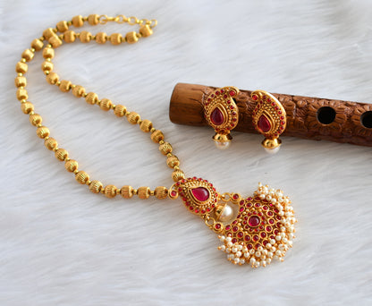 Antique gold kemp pearl cluster mango necklace set dj-16637