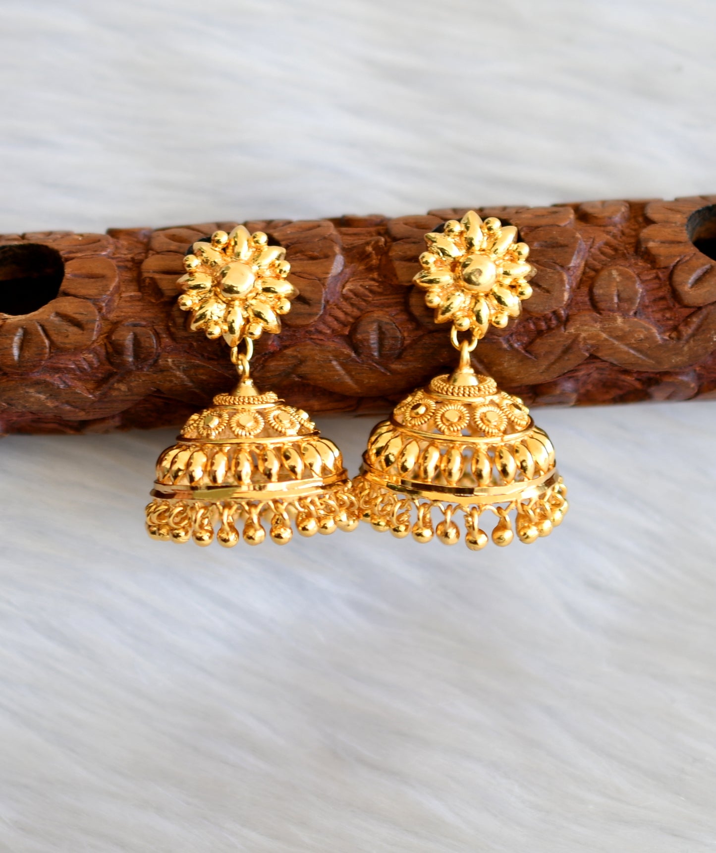 Gold tone Kerala style jhumkka dj-40857