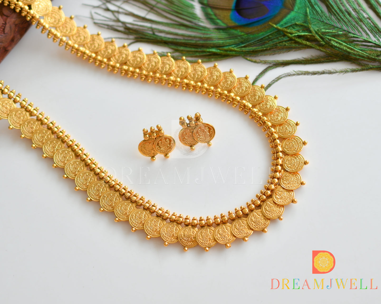 Antique Gold tone Lakshmi coin Haar set dj-36882