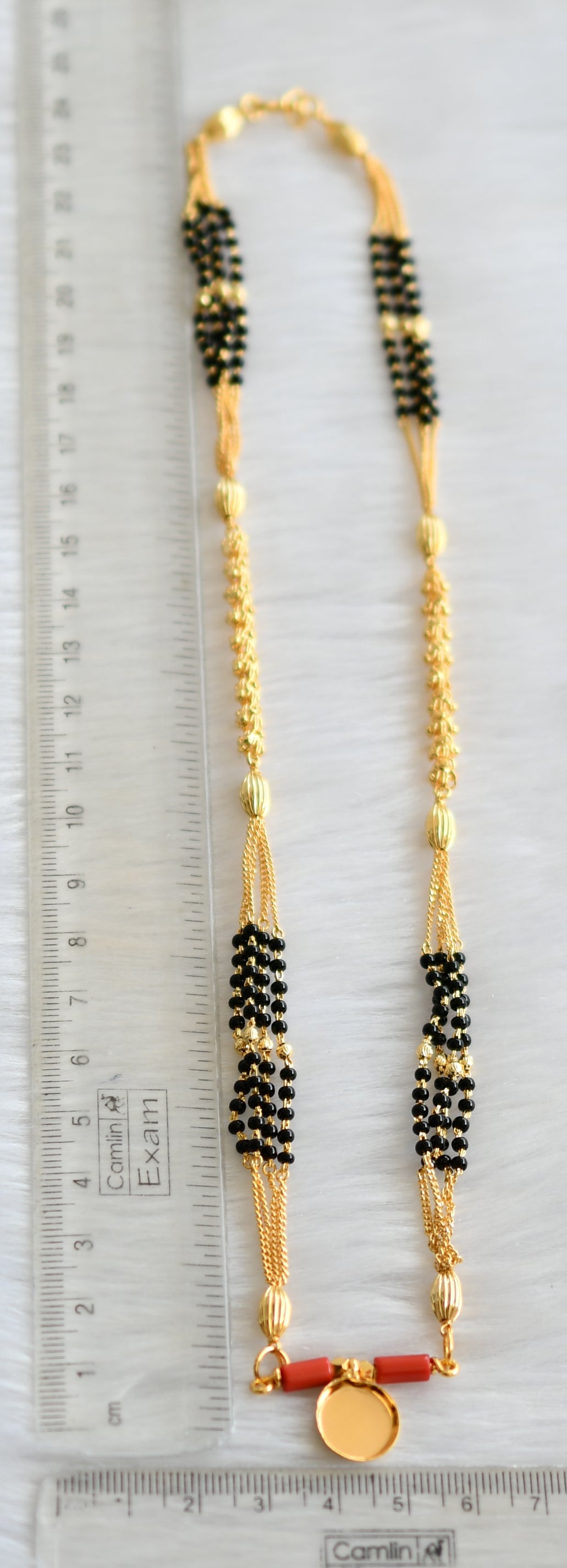 Gold tone coral-black mangalsutra dj-39947