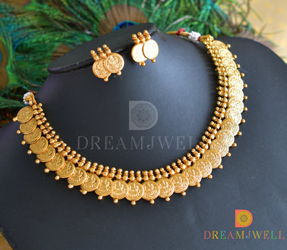 Antique Gold tone Lakshmi coin necklace set dj-36881