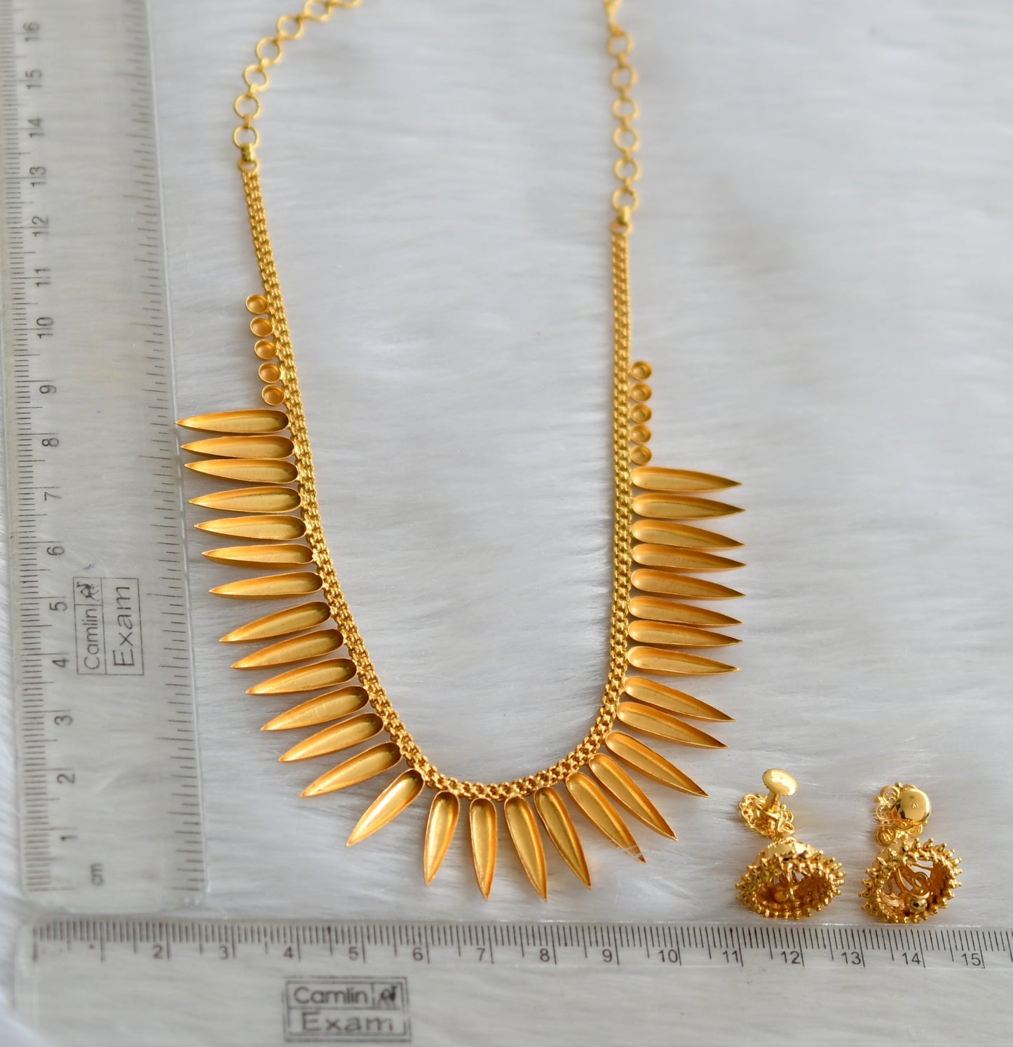 Gold tone mulla mottu Kerala style necklace set dj-39906