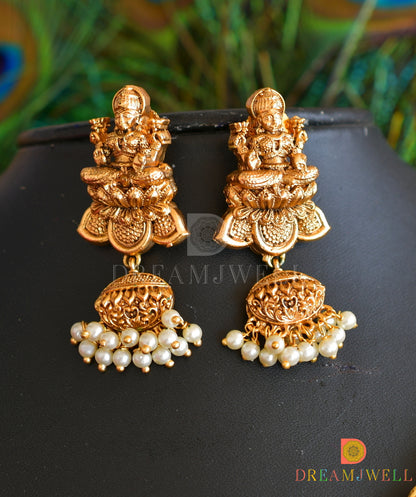 Matte finish Kemp pearl cluster Lakshmi beaded haar set dj-36164