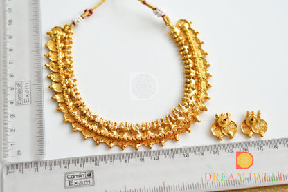 Antique Gold tone Lakshmi coin necklace set dj-36881