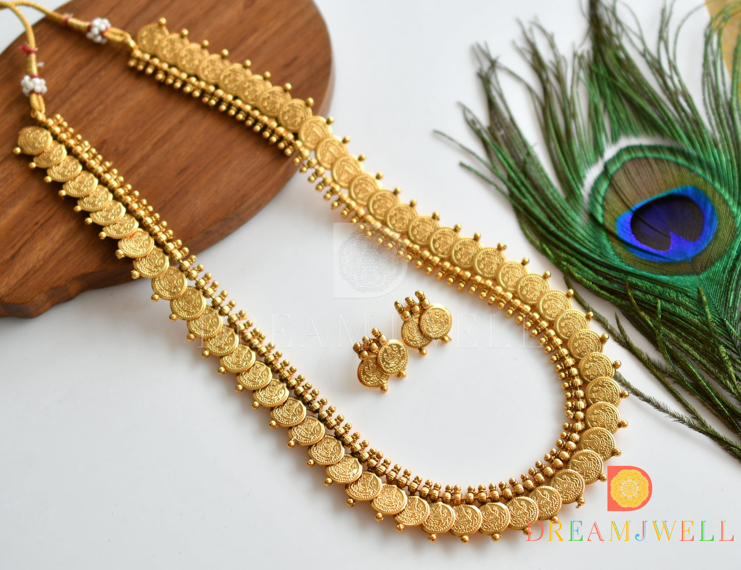 Antique Gold tone Lakshmi coin Haar set dj-36883