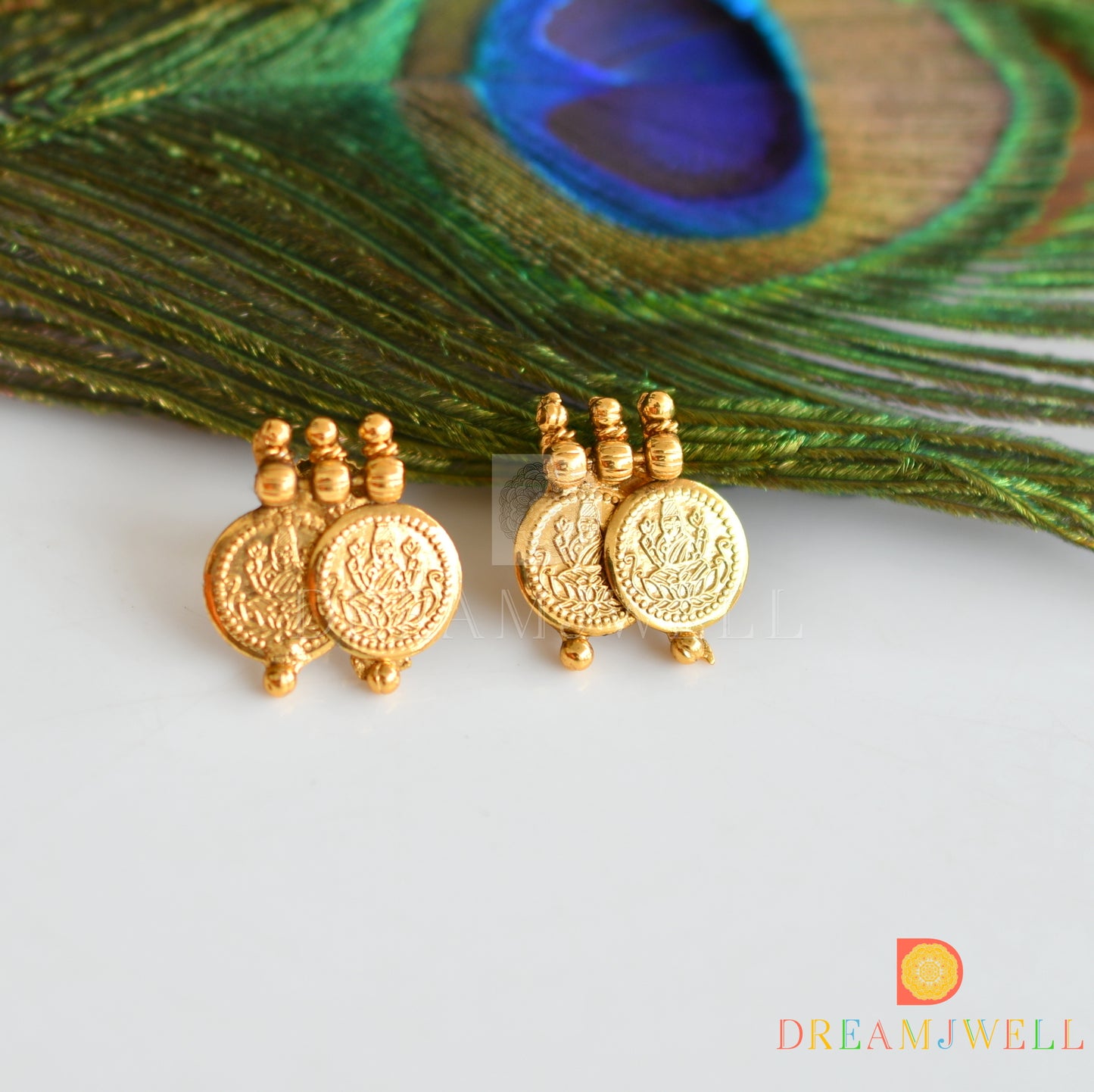 Antique Gold tone Lakshmi coin Haar set dj-36883