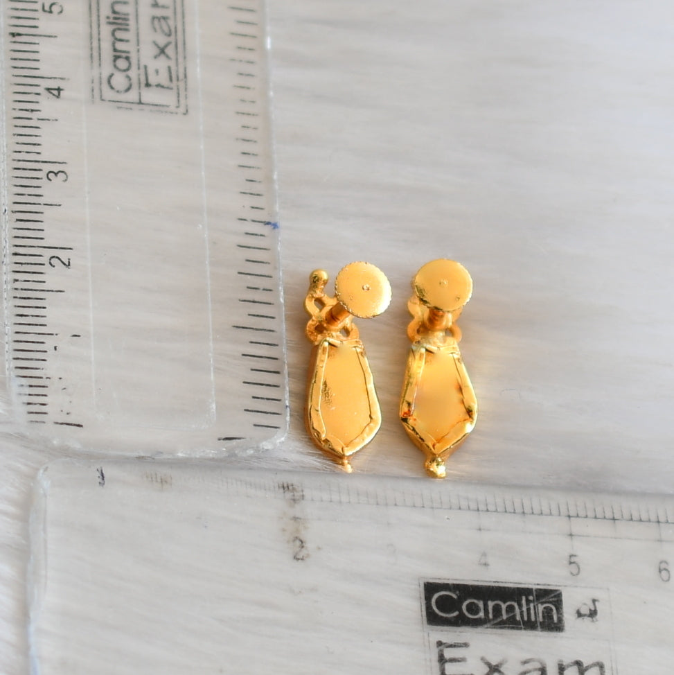Gold tone pink-green nagapadam stud/Earrings dj-22227