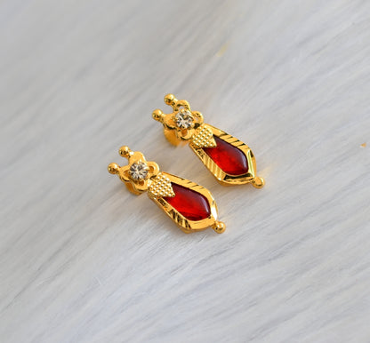 Gold tone red nagapadam stud/Earrings dj-22228