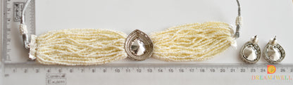 Two tone cz white kundan choker necklace set dj-36896