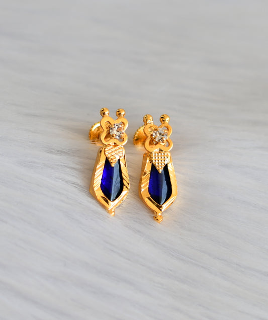 Gold tone blue nagapadam stud/Earrings dj-22226