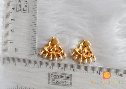 Gold tone pearl mango earrings dj-38496